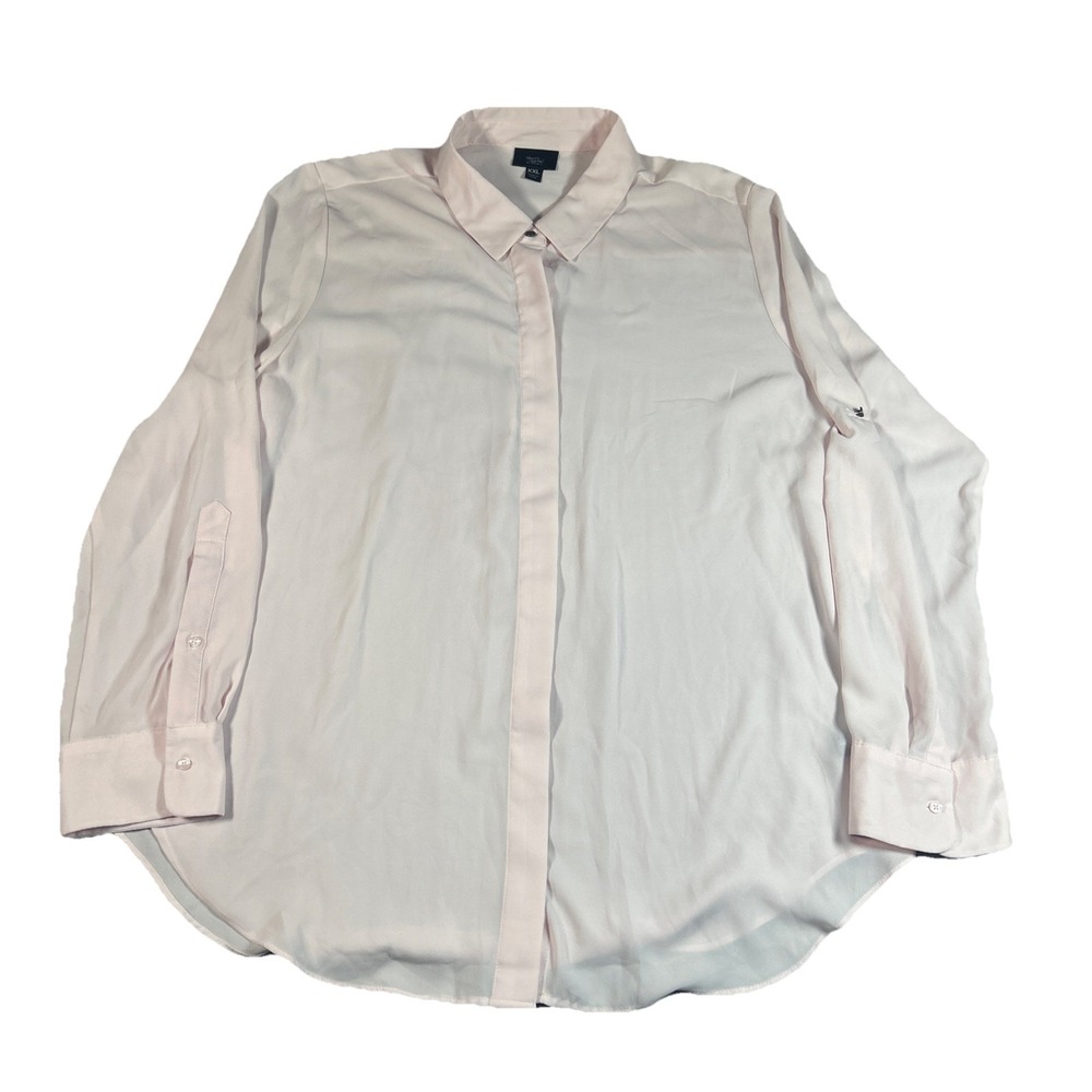 Mossimo Blush Pink Front Button Blouse Long Sleeve Solid Pink Top XXL